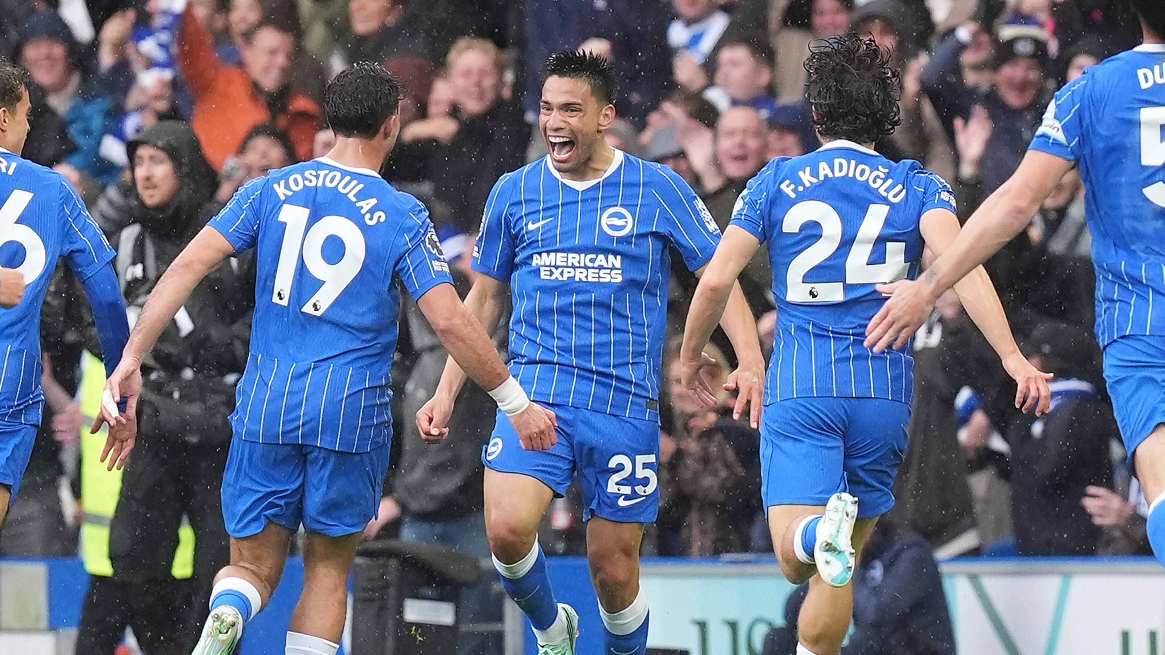 Diego Gomez scores from halfway line as high-flying Brighton rout Crystal Palace